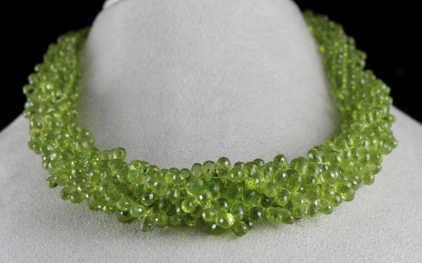 Natural Peridot Beads Tear Drops 5 L 829 Ct Gemstone Silver Fashion Necklace