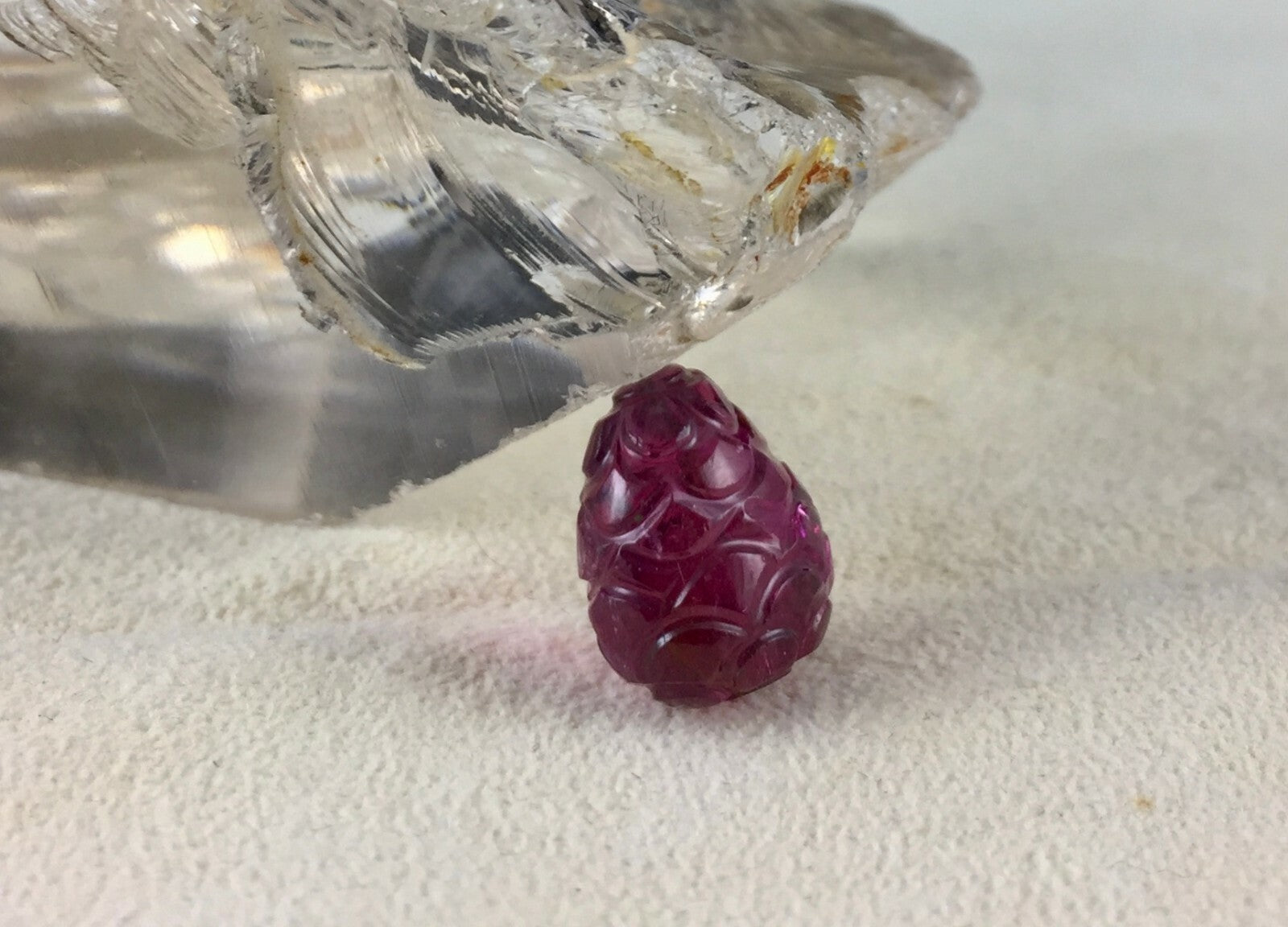 Natural Tourmaline Carved Cabochon 11.83 Ct Drilled Gemstone Bead For Pendant