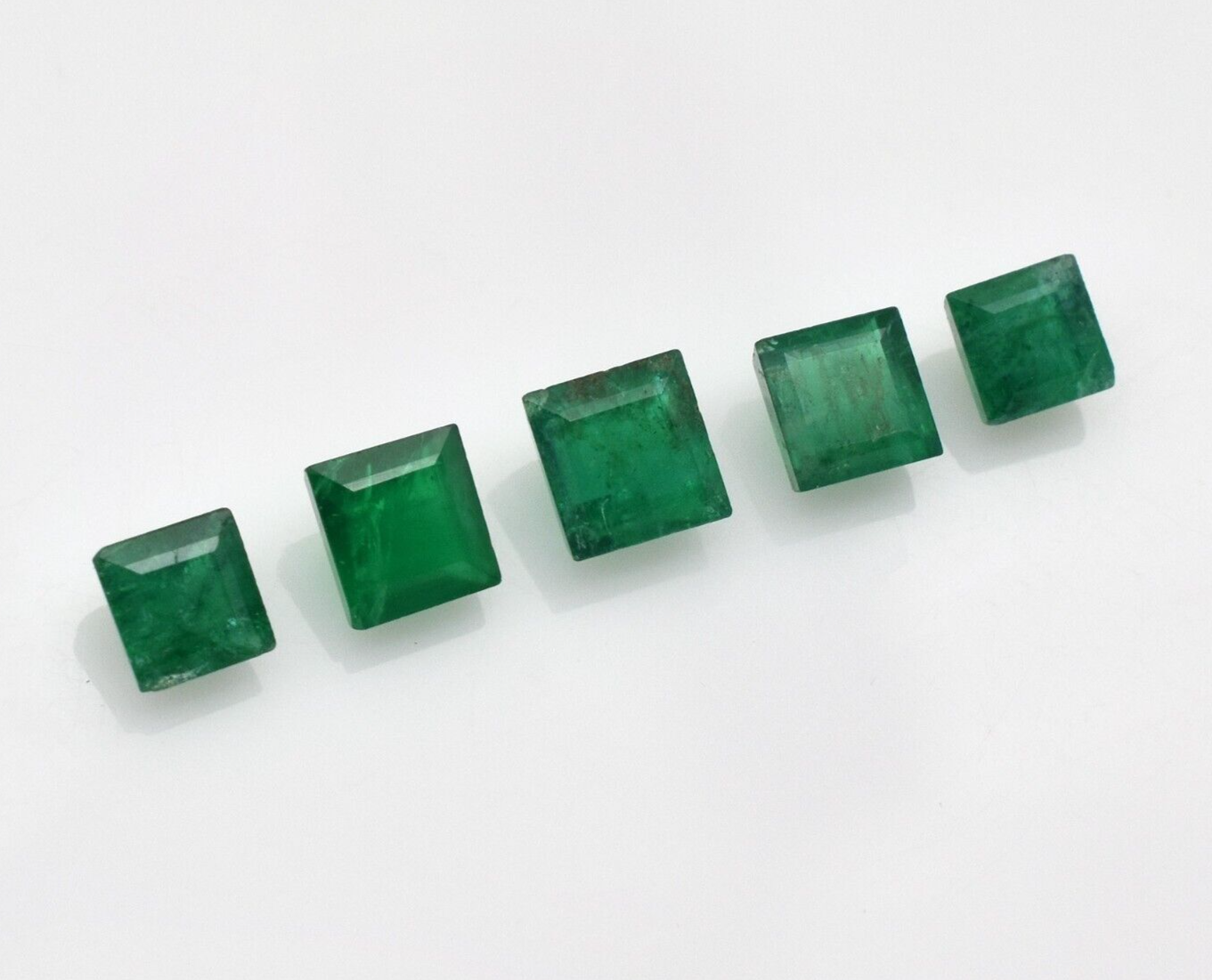 Natural Emerald Square Cut 5 Pcs 1.93 Ct Loose Gemstone Designing Ring Pendant