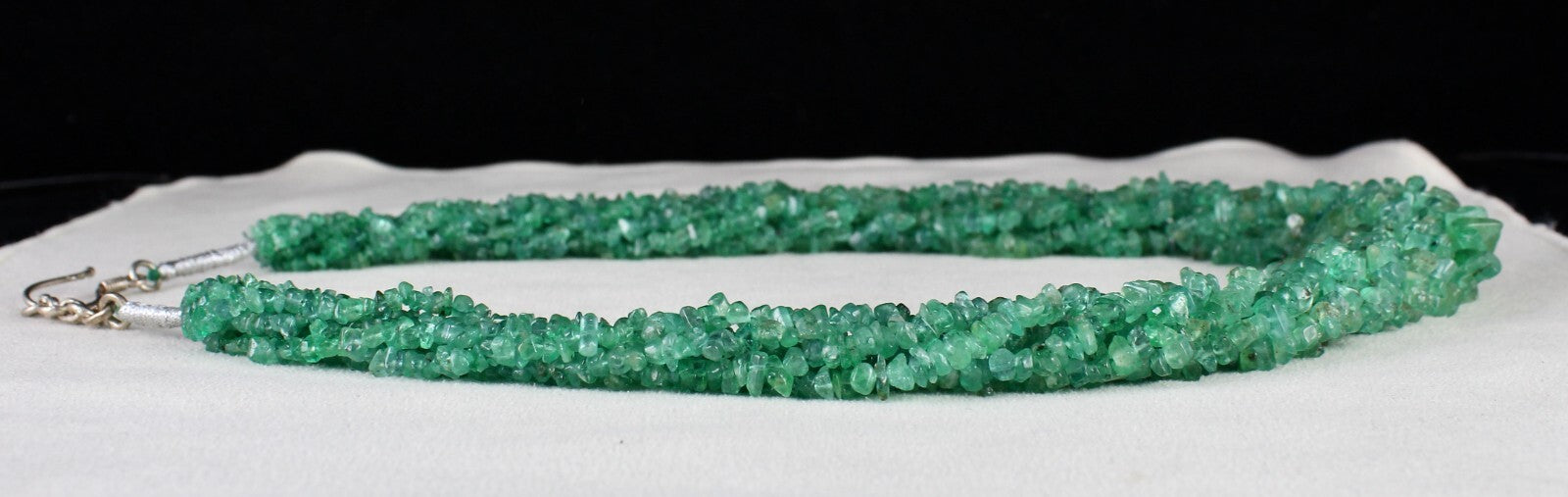 Certified Natural Emerald Beads Necklace 542Ct Colombian Gemstone Silver Jewelry