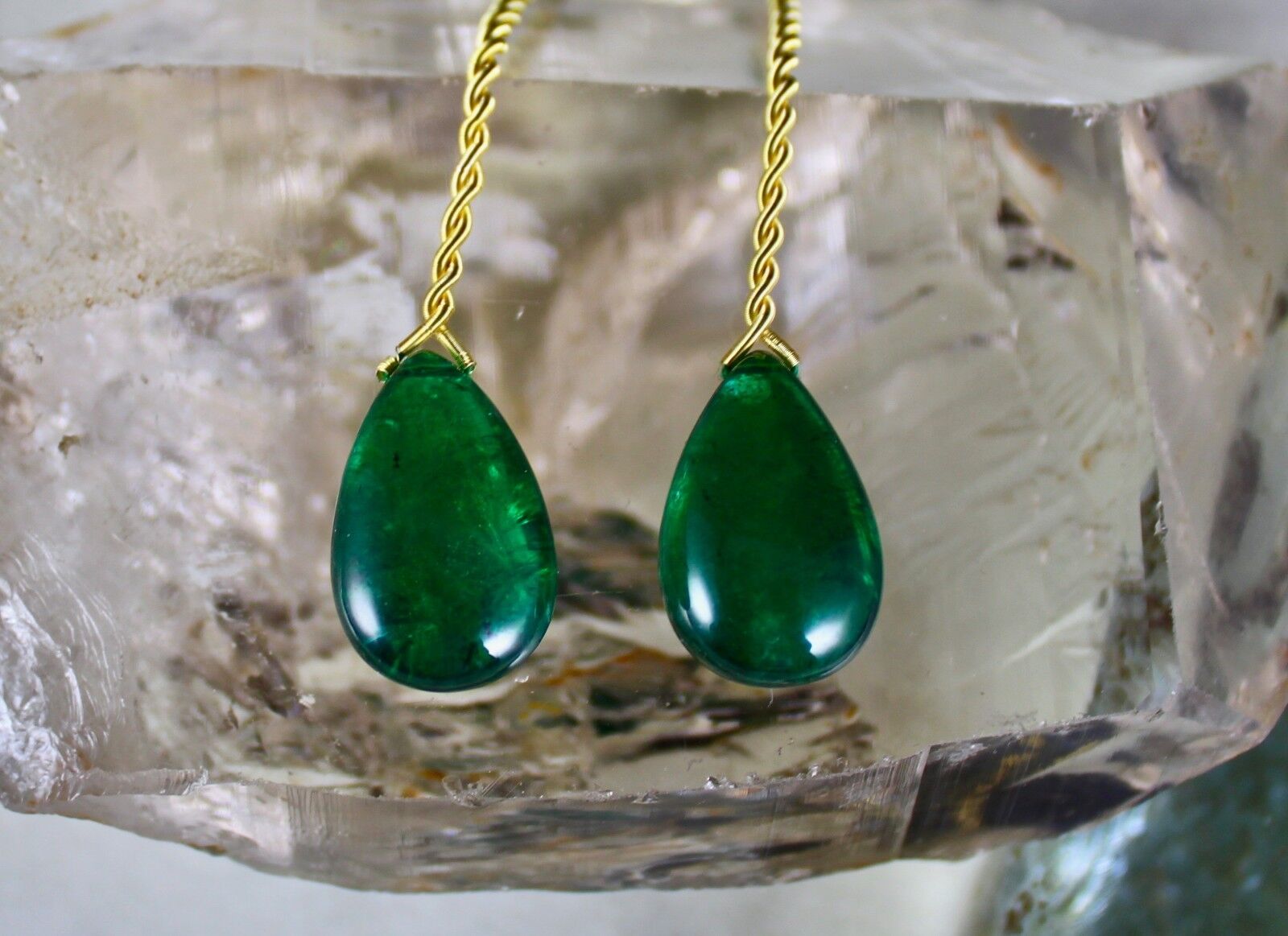 22X14 MM NATURAL ZAMBIAN EMERALD PEAR TEARDROPS 43 CARATS GEMSTONE EARRINGS