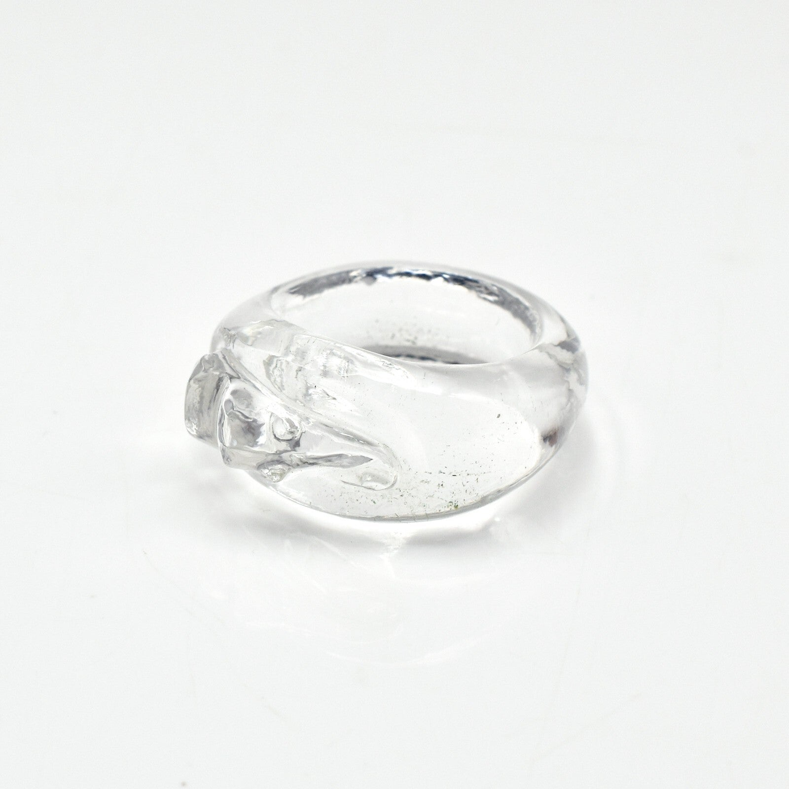 Natural Rock Crystal Quartz 41ct Carved Ganesha Gemstone Men Women Fashion Ring