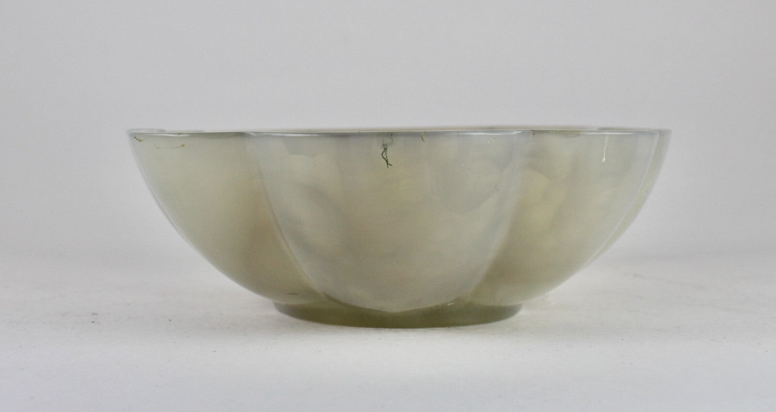 Handmade Rare Natural Chalcedony 1629 Ct Carved Oval Gemstone Bowl Decor