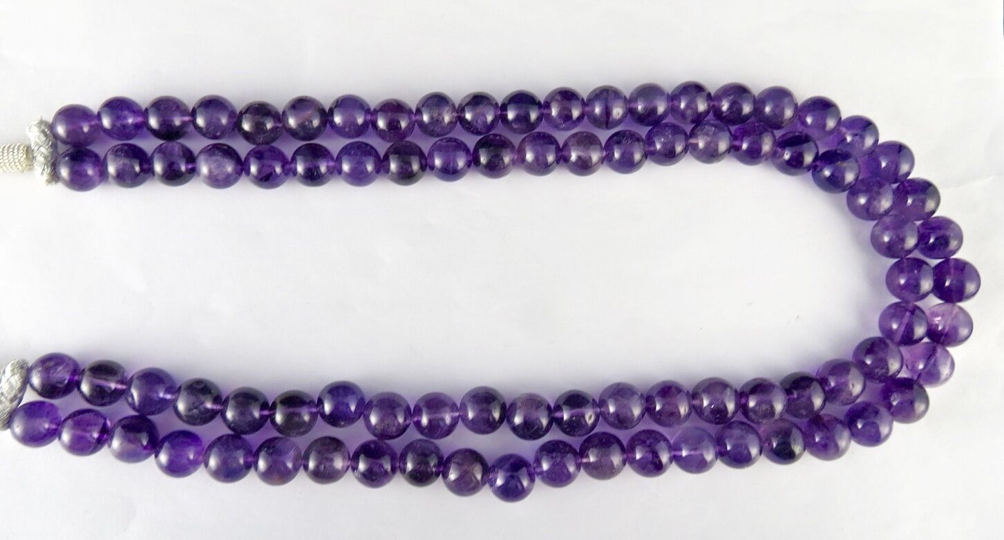 Natural Amethyst Beads Round 2 L 800 Ct Semi Precious Big Gemstone Fine Necklace