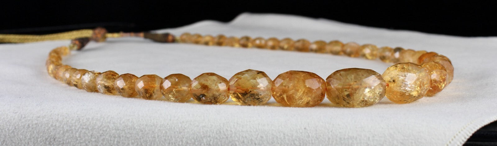 Natural Citrine Oval Faceted Bead Necklace 297 Ct Yellow Gemstone Fashion
