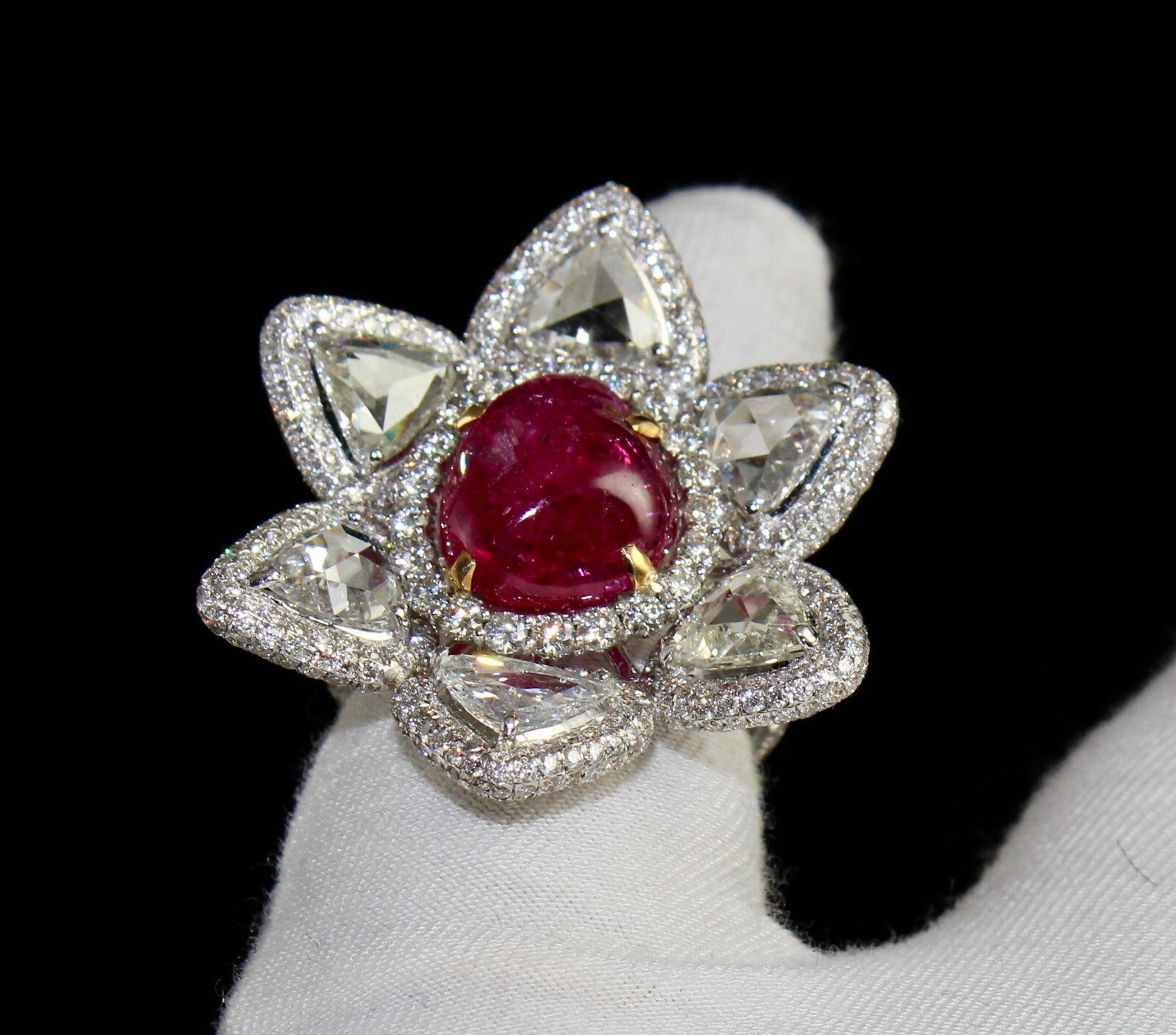 Certified Natural Burma Ruby Diamond 10.00 Ct 18k Gold Cocktail Ring For Women