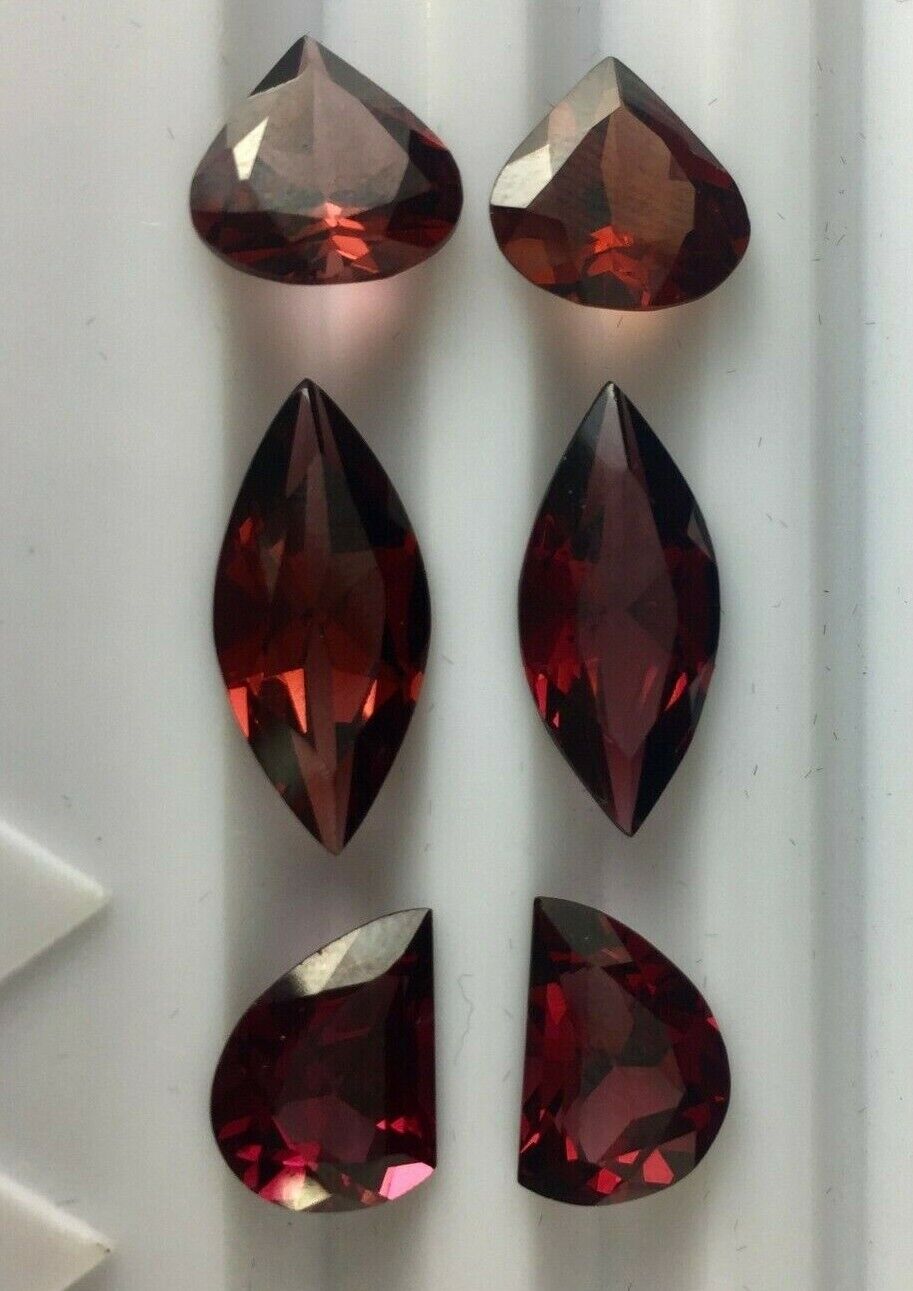 NATURAL RED GARNET CUT 6 PCS 29.84 CARATS FINEST PAIR GEMSTONE FOR EARRING