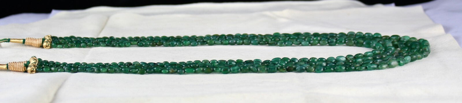 Certified Natural Emerald Beads Cabochon Necklace 5l 322 Carat Vintage Gemstone