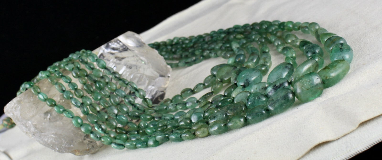 Certified Vintage Natural Emerald Beads 735 Ct Cabochon Old Gemstone Necklace