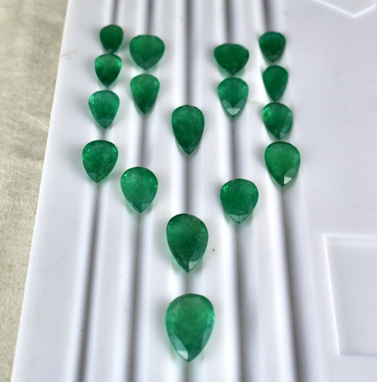 Natural Zambian Emerald Pear Cut 17 Pcs 56.48 Carats Gemstone Designing Necklace