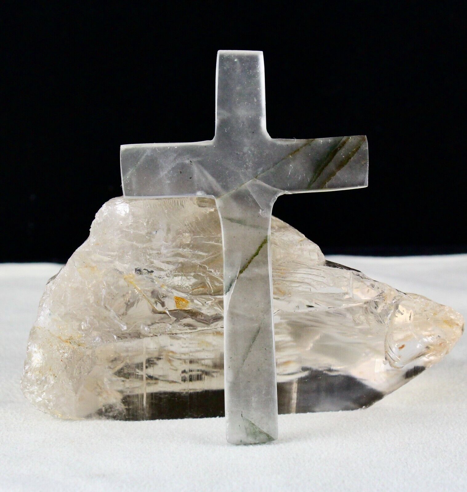 VINTAGE NATURAL MULTI QUARTZ 5 PCS 749 CARATS GEMSTONE SPIRITUAL CROSS PENDANT