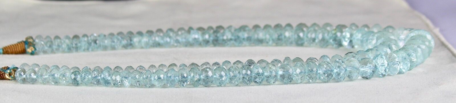 RARE NATURAL BLUE AQUAMARINE BEADS FACETED ROUND 2 L 744 CTS GEMSTONE NECKLACE