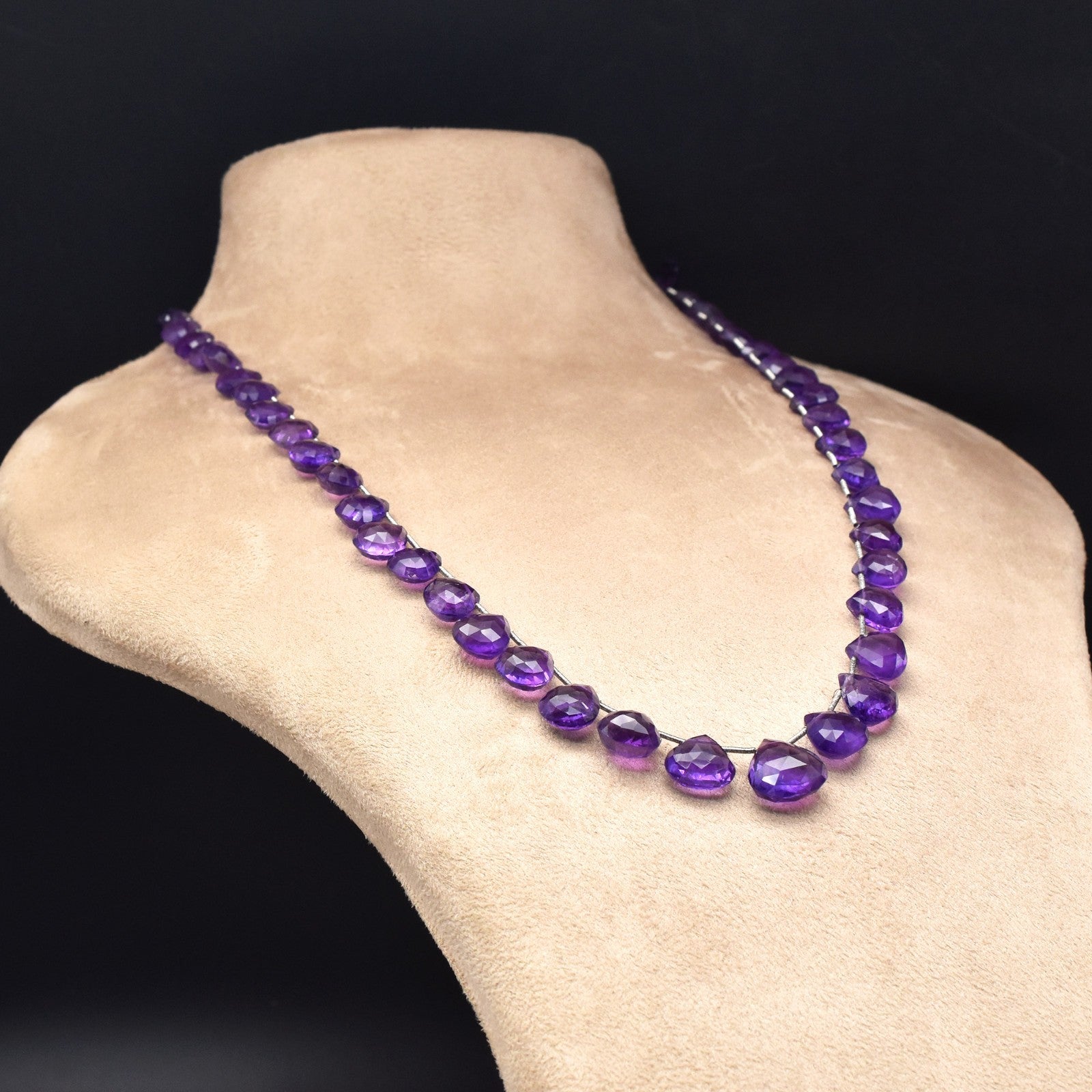 Natural Amethyst 783ct Beads Tear Drops 14mm Purple Gemstone Necklace