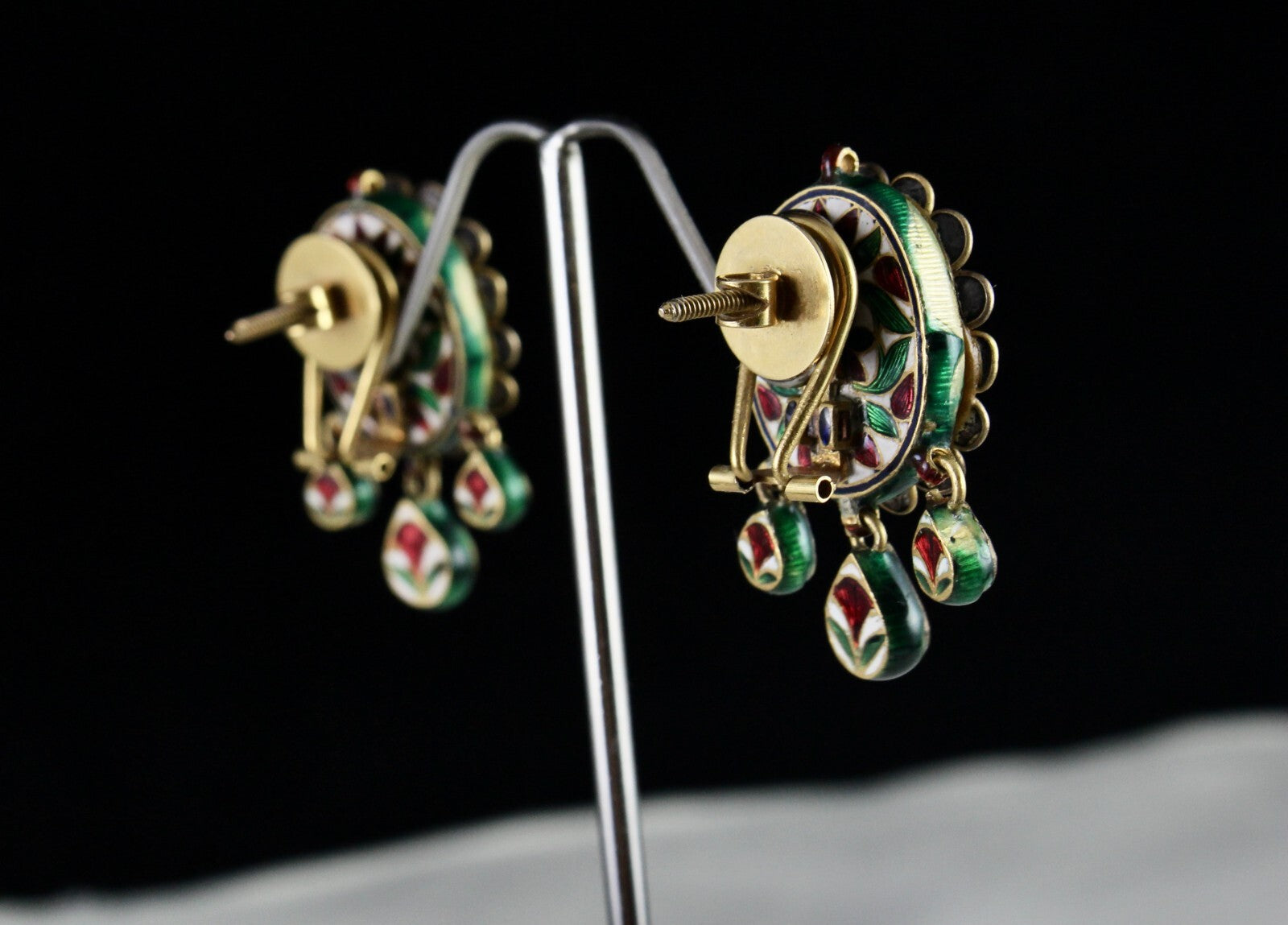 Certified Antique Jadau Natural Diamond 302ct 18k Gold Oval Pendant Earring Set