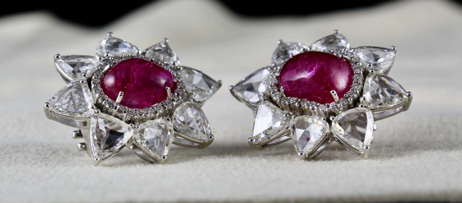 Certified Natural Burmese Ruby 93.81ct Natural Diamond Stud Earrings 18k Gold