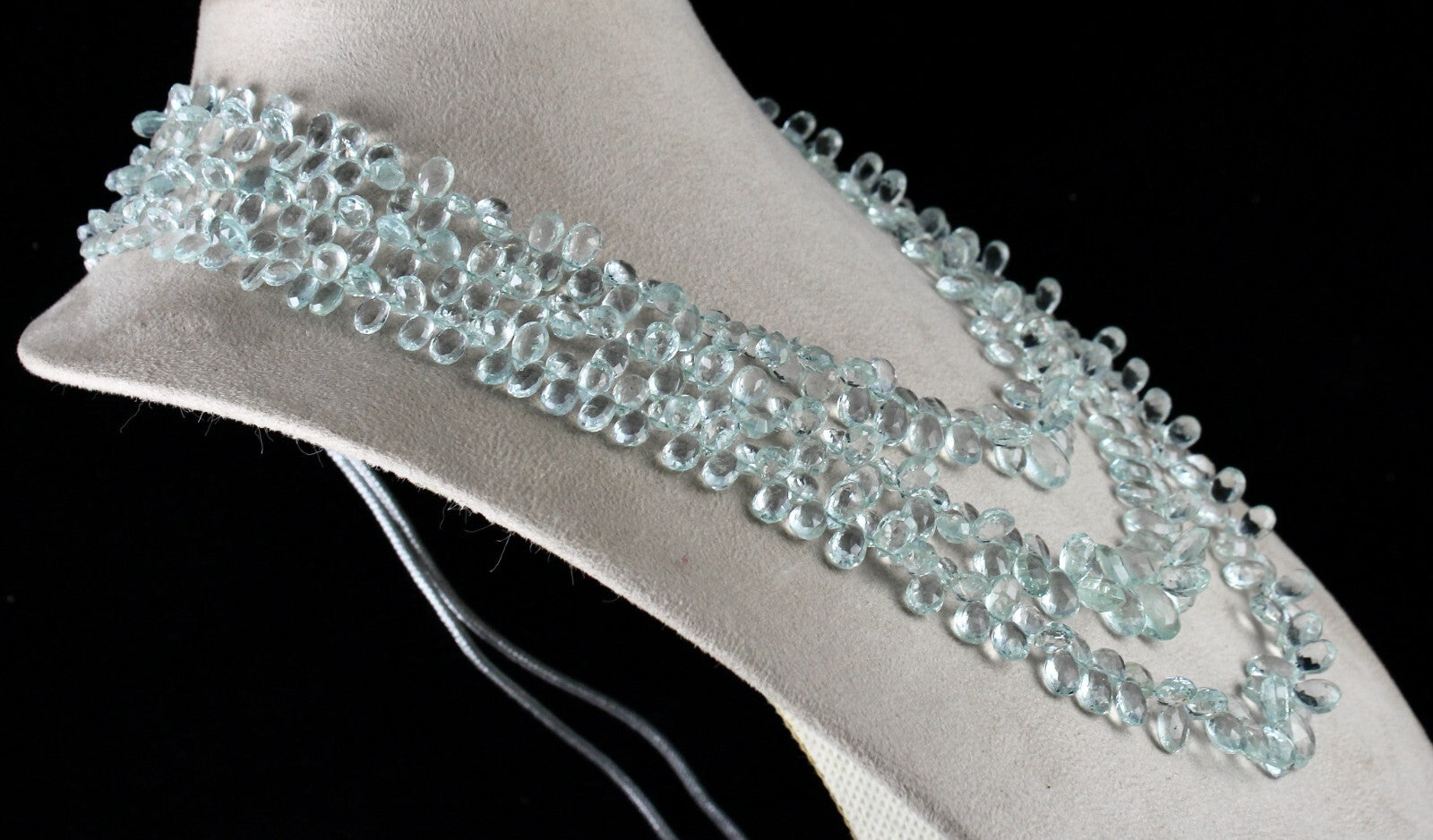 Certified Natural Blue Aquamarine Teardrop Beads Necklace 614 Ct Statement