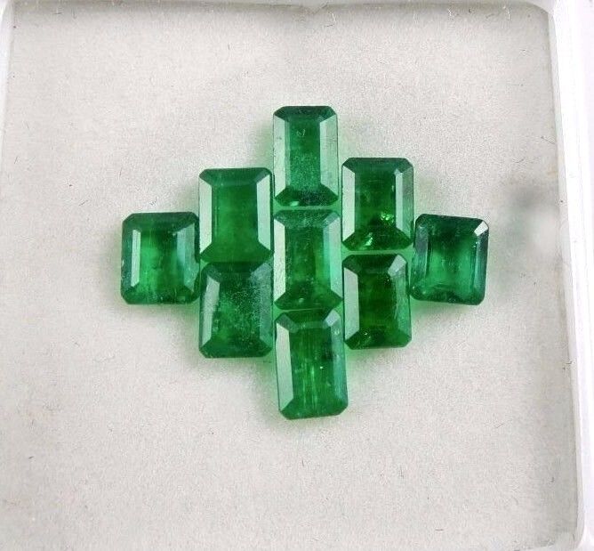 6X4 MM NATURAL EMERALD OCTAGON CUT 9 PCS 5.59 CARATS GEMSTONE DESIGNING JEWELS