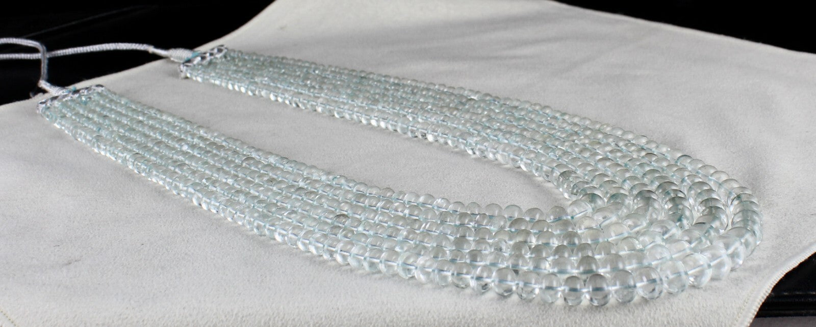 Certified Natural Blue Aquamarine Beads Necklace 880 Ct Round 6 Finest Fashion