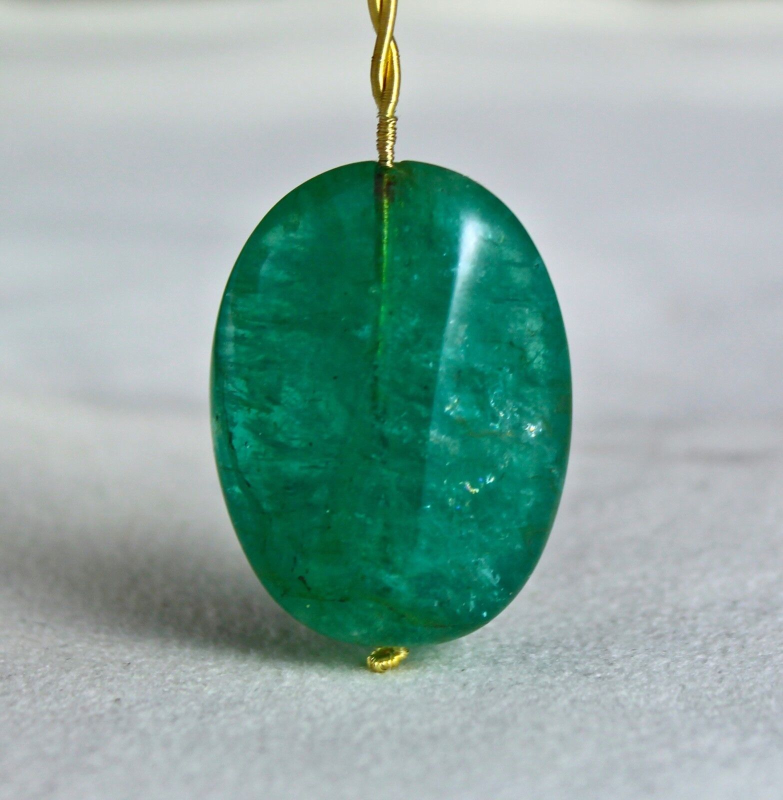 GTL CERTIFIED 33 MM NATURAL EMERALD BEAD DRILLED CABOCHON NUGGET 90 CTS PENDANT