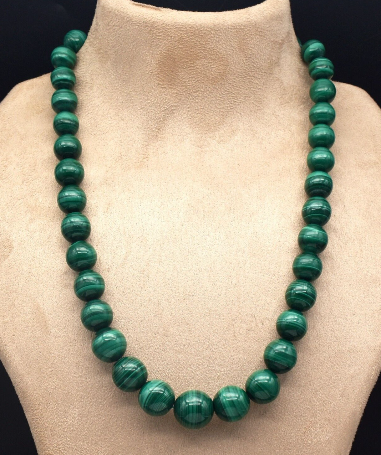 Certified Natural Malachite 908 Ct Semi Precious Gemstone Necklace Beads