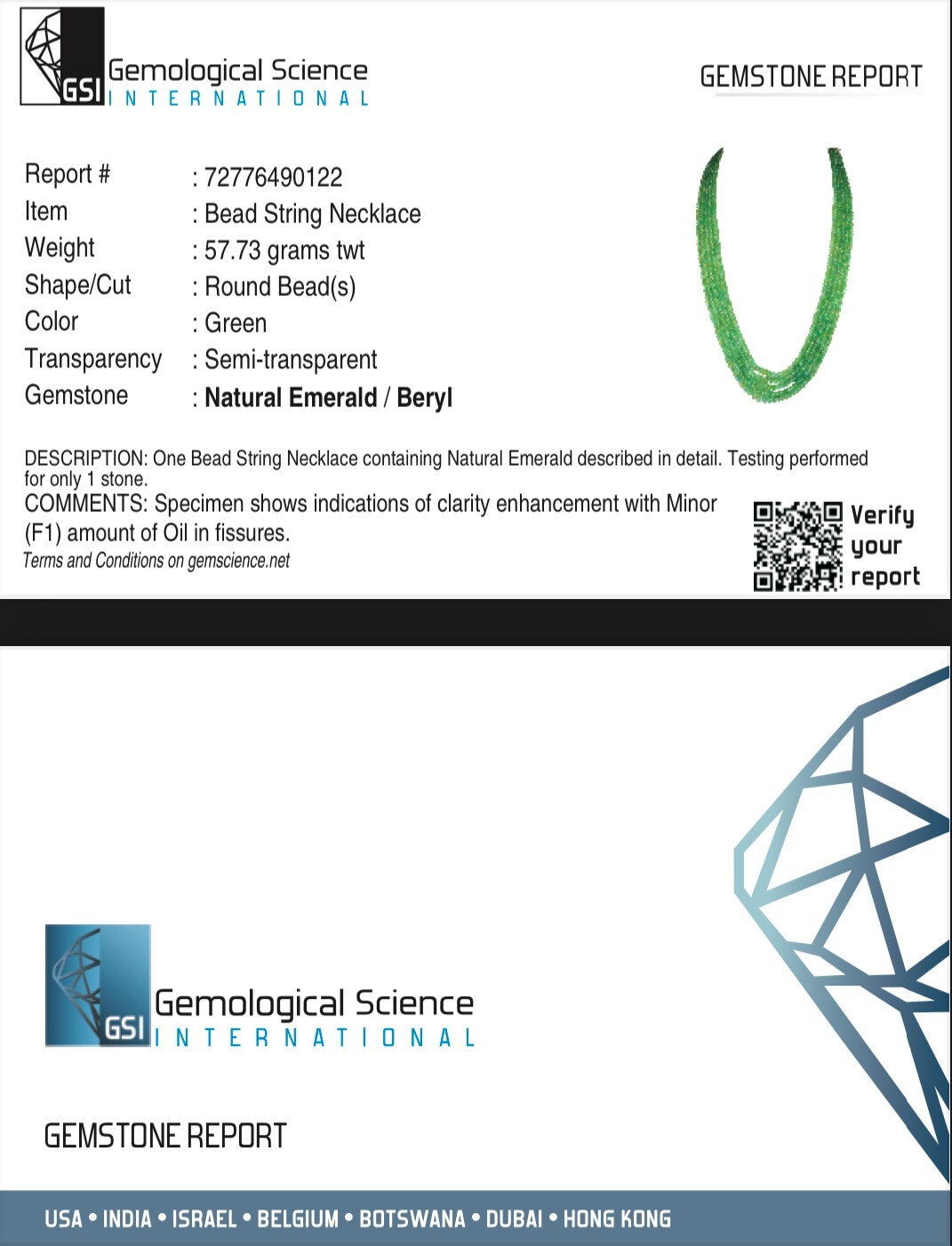 Certified Natural Colombian Emerald 263 Ct Round Beads Necklace