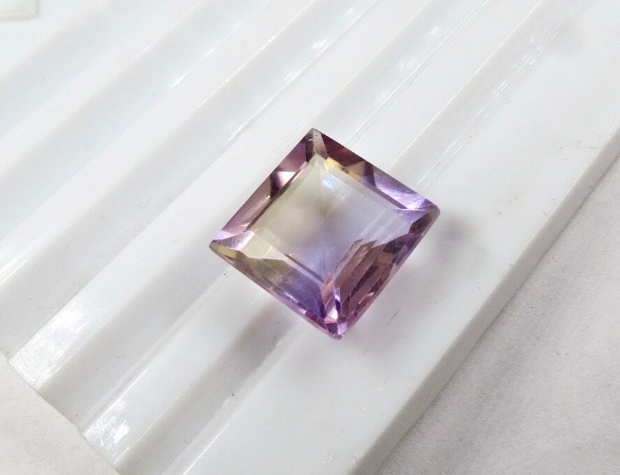 15MM NATURAL AMETRINE CUT SQUARE 15.20 CARATS GEMSTONES FOR RING DESIGNING