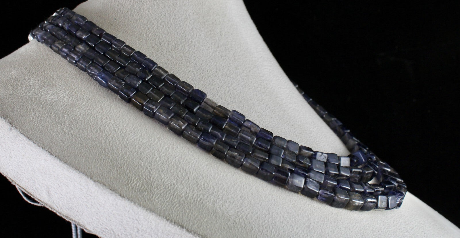 Blue Natural Iolite Square Beads Necklace Antique Gemstone Fashion, 602 Ct, 4 L
