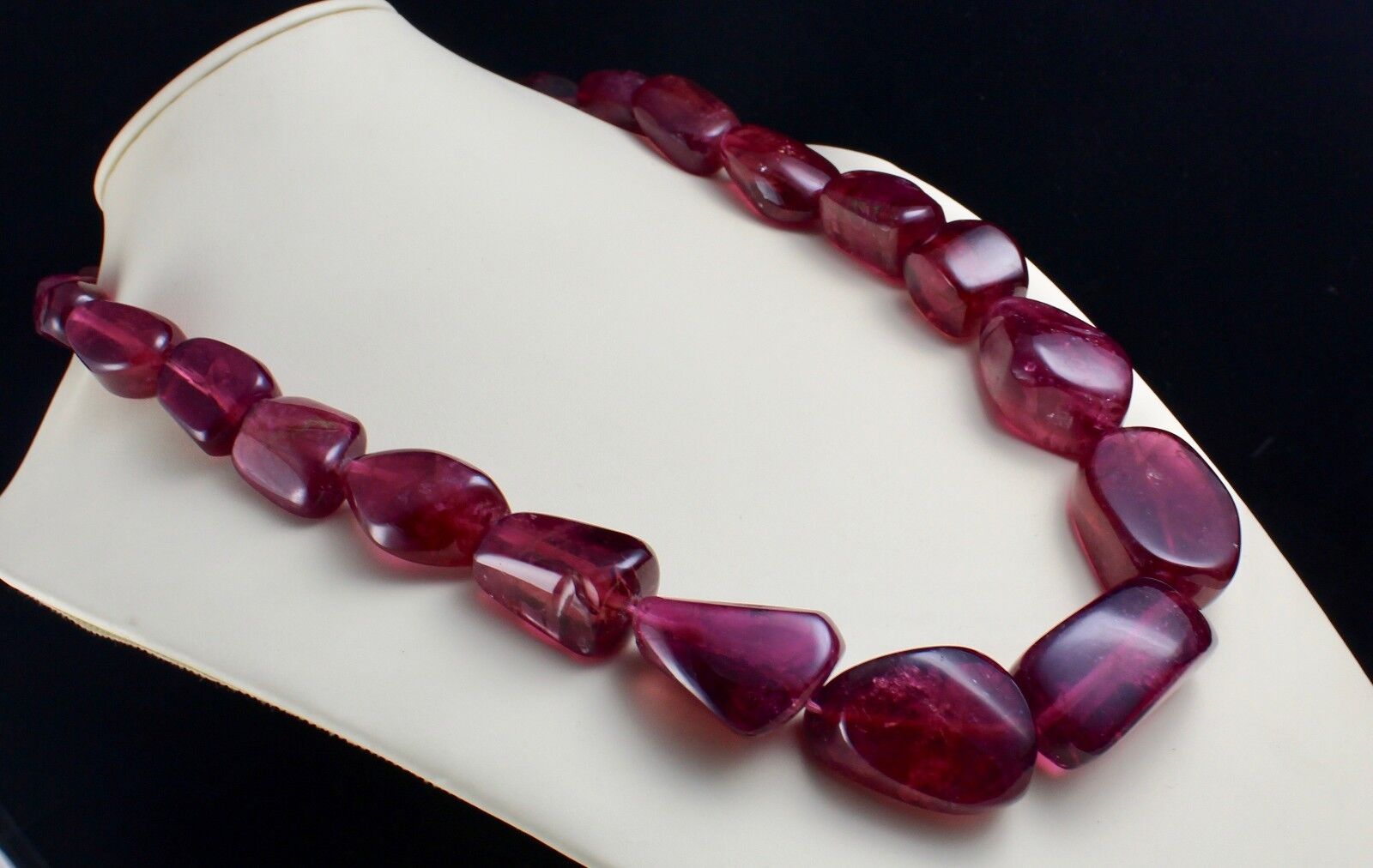 NATURAL PINK TOURMALINE RUBELLITE BEADS TUMBLE 47MM BIG 2270 CARATS GEM NECKLACE