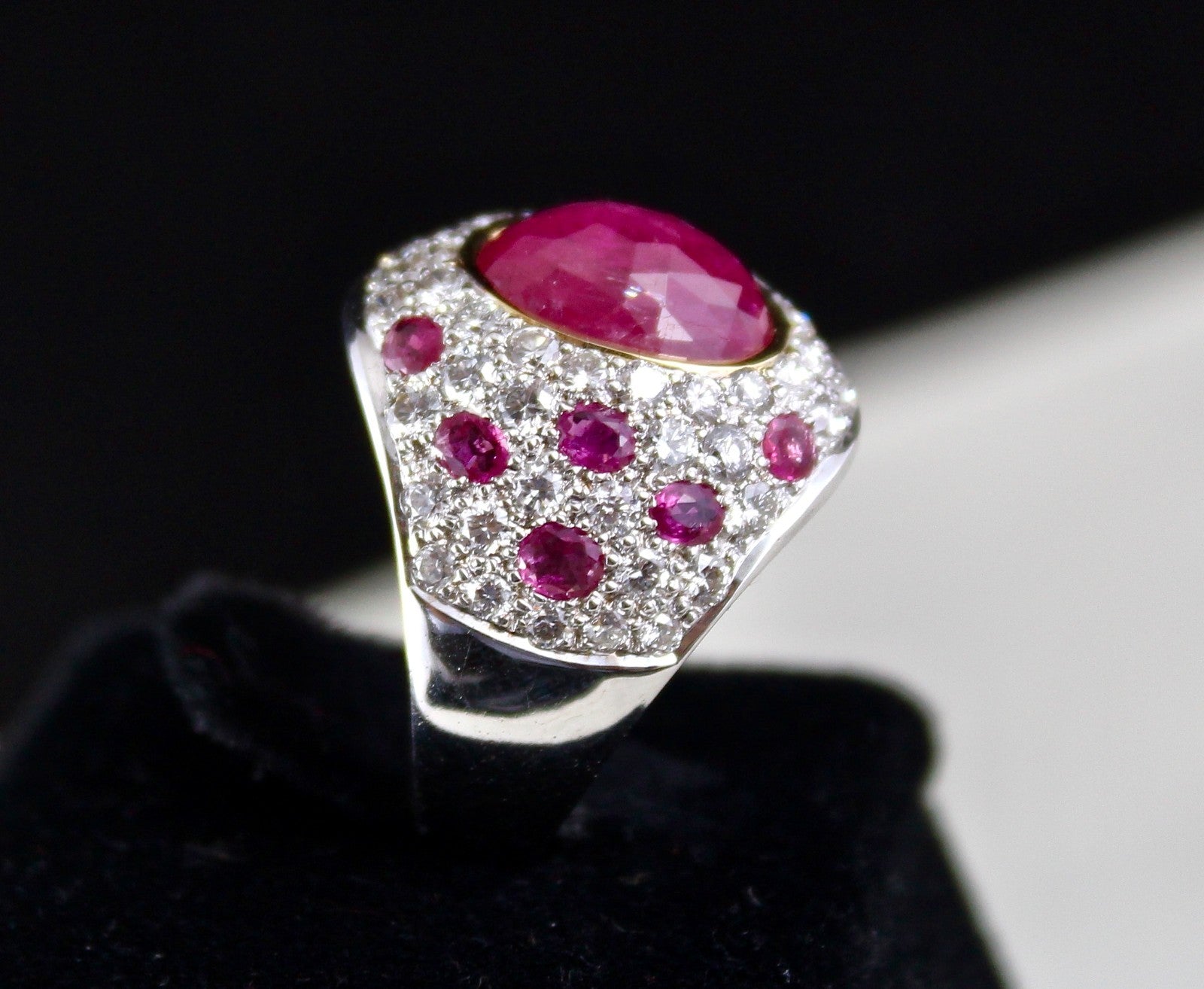Certified Burma Ruby 57.95ct Natural Diamond 18k Gold Collector Ring Women