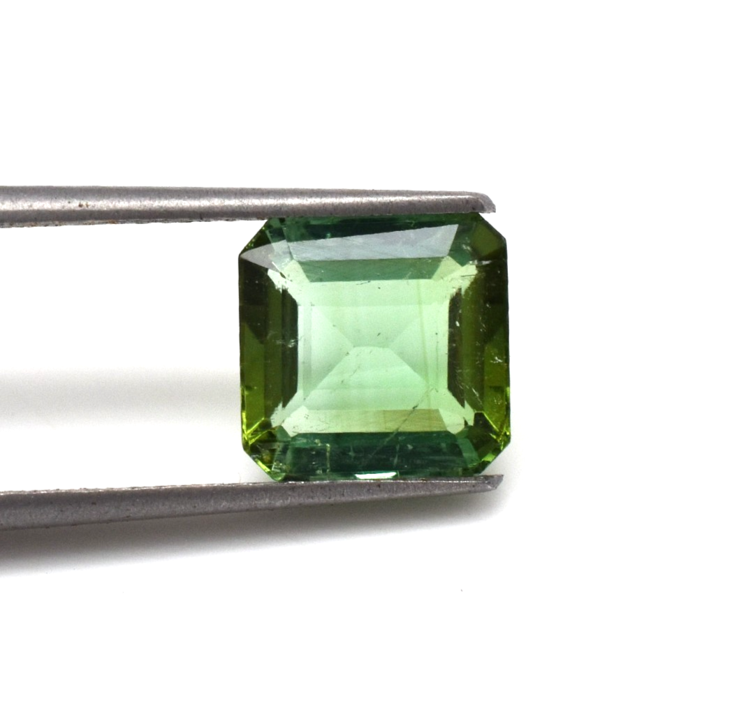 Certified Natural Green Tourmaline 3.39 Ct Octagon Cut Gemstone Ring Pendant