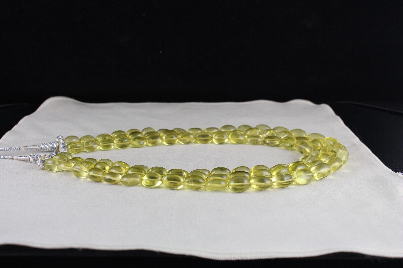 NATURAL LEMON QUARTZ BEADS LONG 3L 846 CT SEMI PRECIOUS YELLOW GEMSTONE NECKLACE