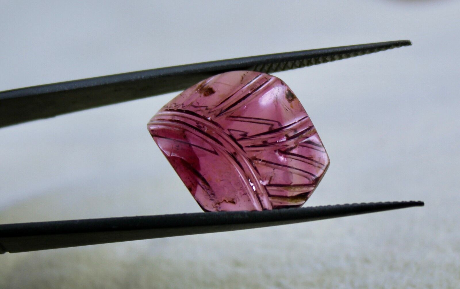 Natural Multi Pink Tourmaline Engraved 17.92 Ct Gemstone For Earring Pendant