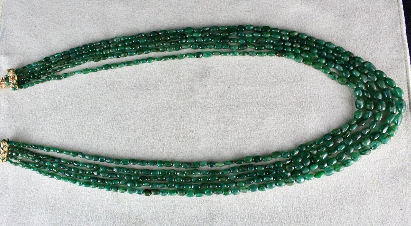 Antique Natural Emerald Beaded Necklace 5 L 328 Carats Gemstone Precious Strings