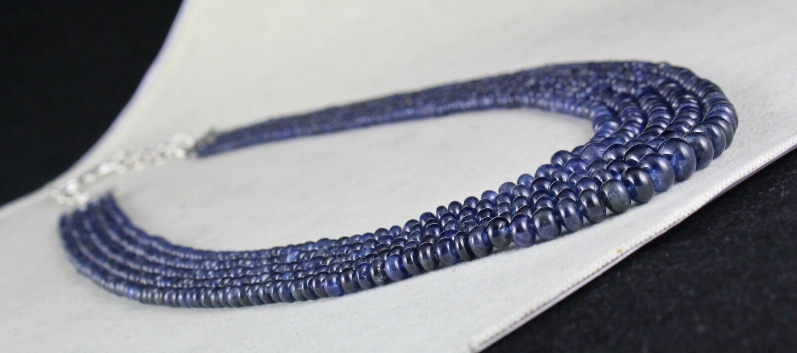 NATURAL OLD BURMA BLUE SAPPHIRE BEADS ROUND 5 LINE 460 CARATS GEMSTONE NECKLACE