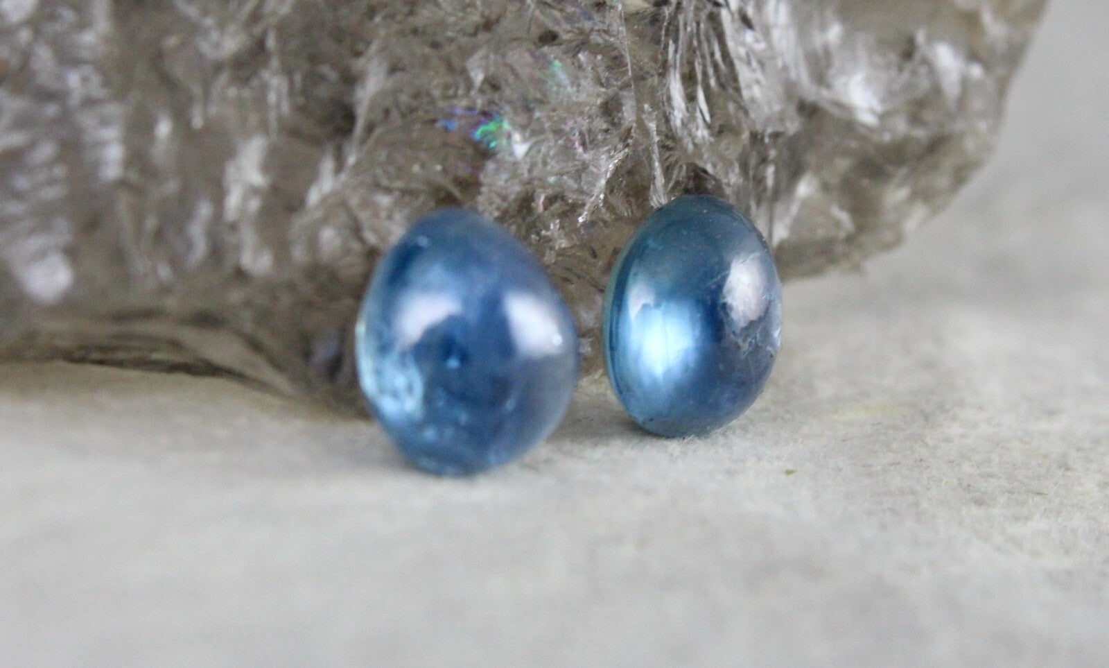 Certified Natural Burmese Blue Sapphire 10.78 Ct Round Cabochon Gemstone Pair