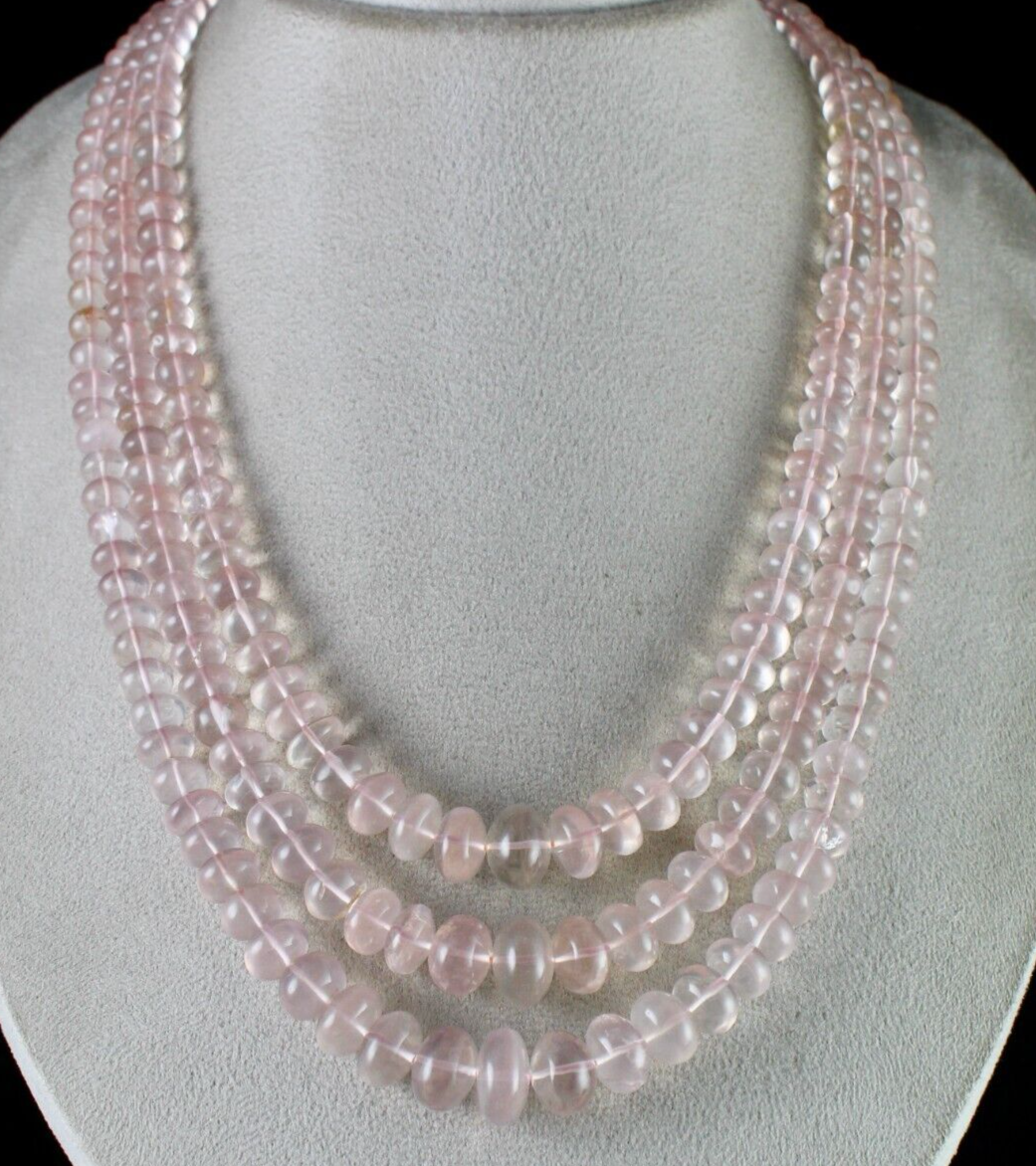 Certified Natural Rose Quartz Beads Round 1050 Ct Big Gemstone Pink Necklace