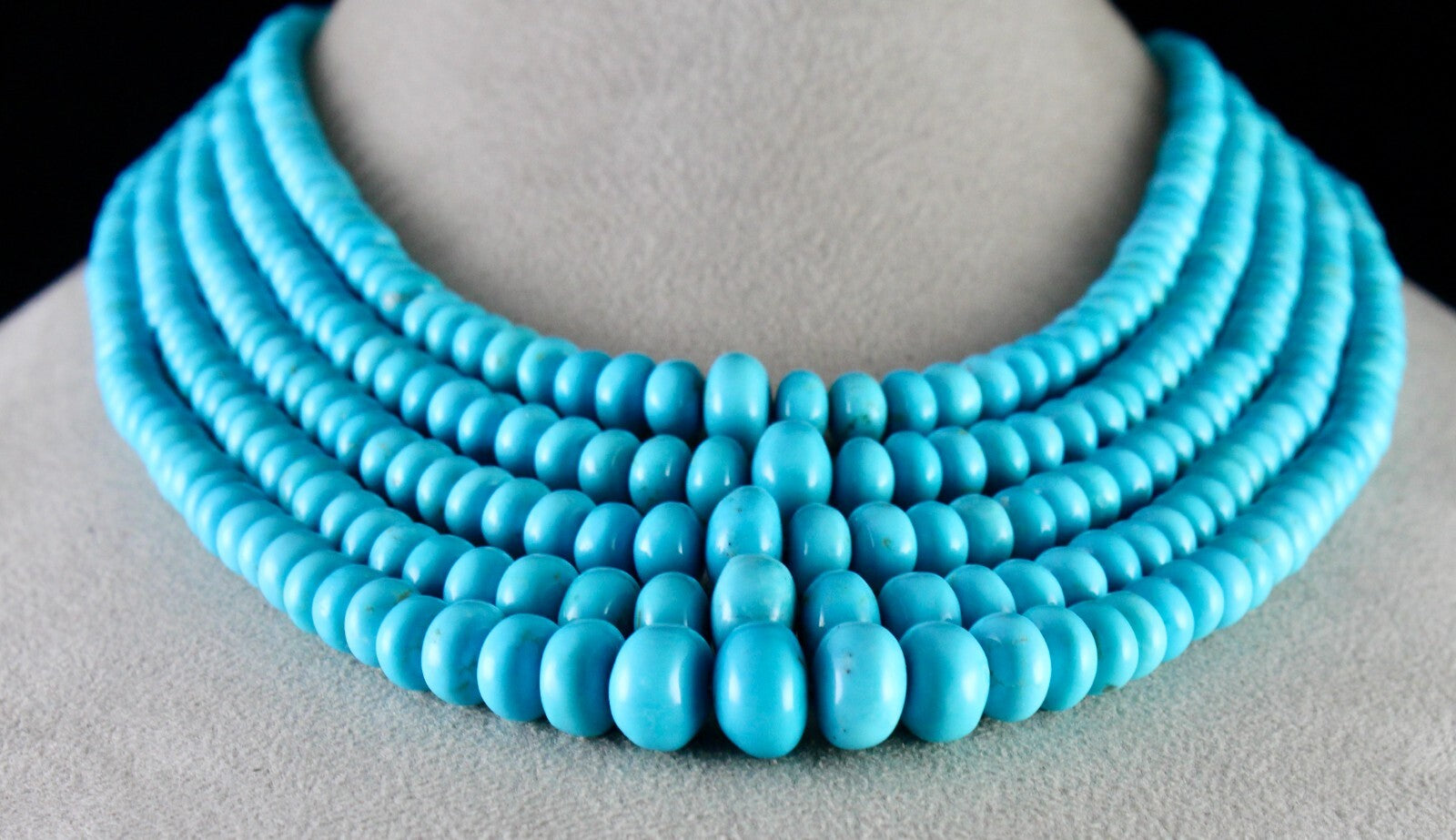 Certified Natural Turquoise 837 Ct Round Blue Gemstone Important Necklace