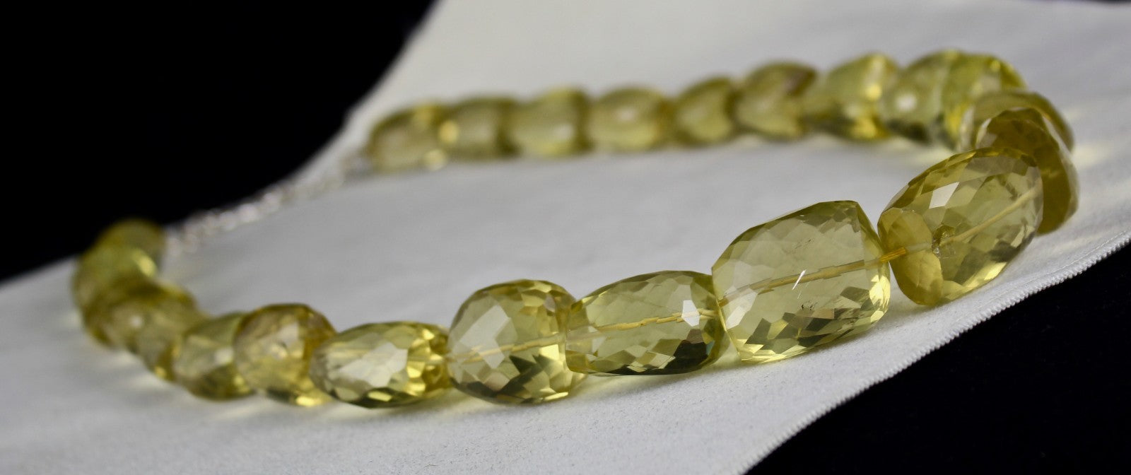 Certified Natural Lemon Quartz Beads 1354 Ct Faceted Sterling Silver Necklace