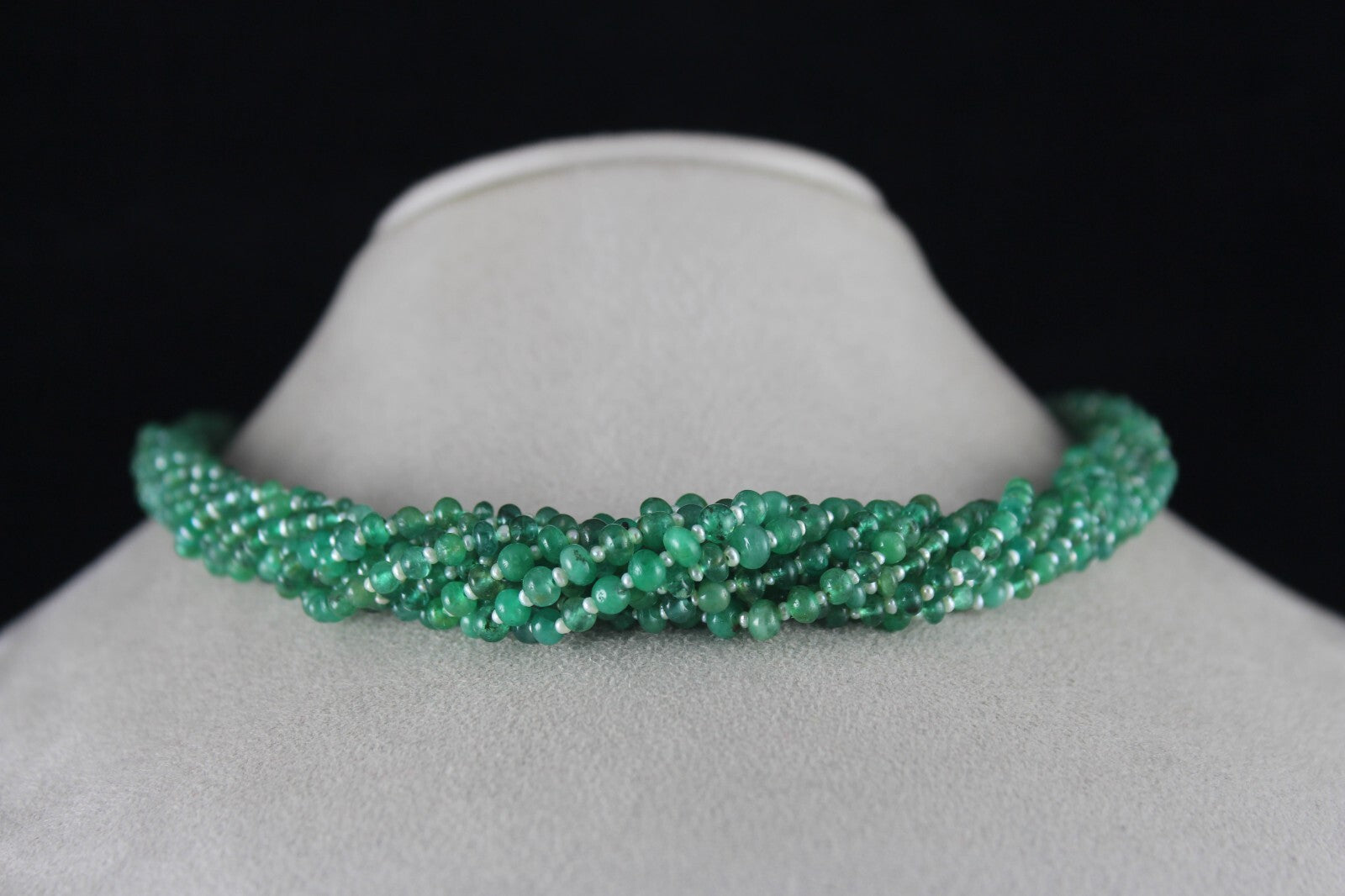 Certified Natural Zambian Emerald 371ct Pearl Beads Round 10 Line Necklace