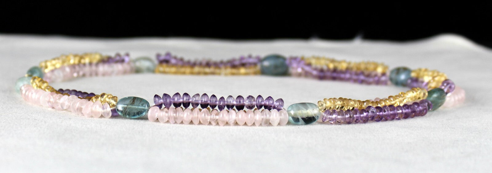 Natural Aquamarine 233ct Citrine Amethyst Rose Quartz Beads Necklace