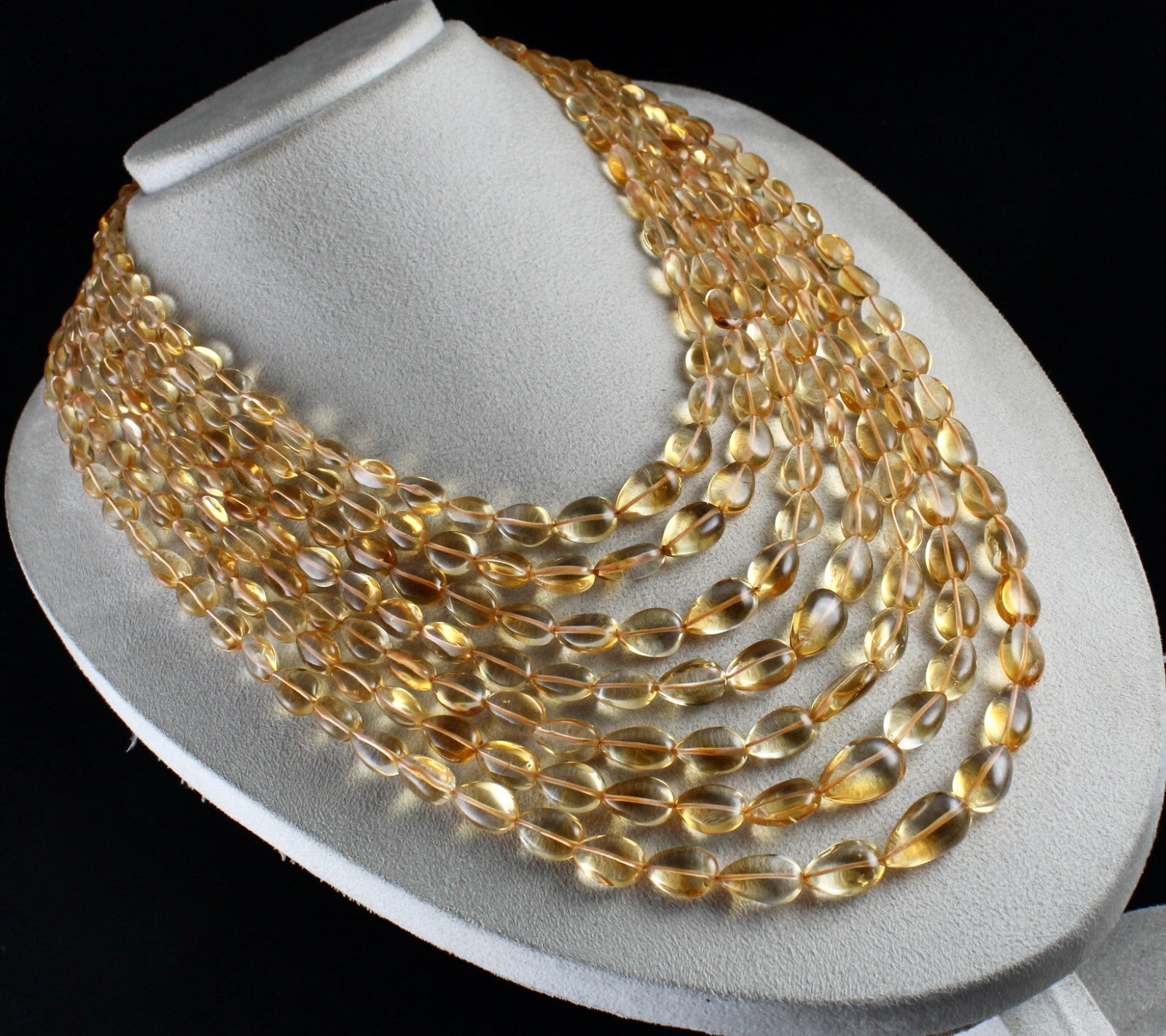 Certified Natural Yellow Citrine 1267 Ct Teardrop Beads Fashion Necklace