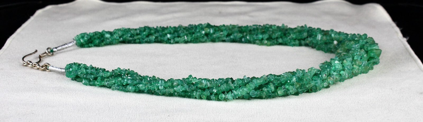 Certified Natural Emerald Beads Necklace 542Ct Colombian Gemstone Silver Jewelry
