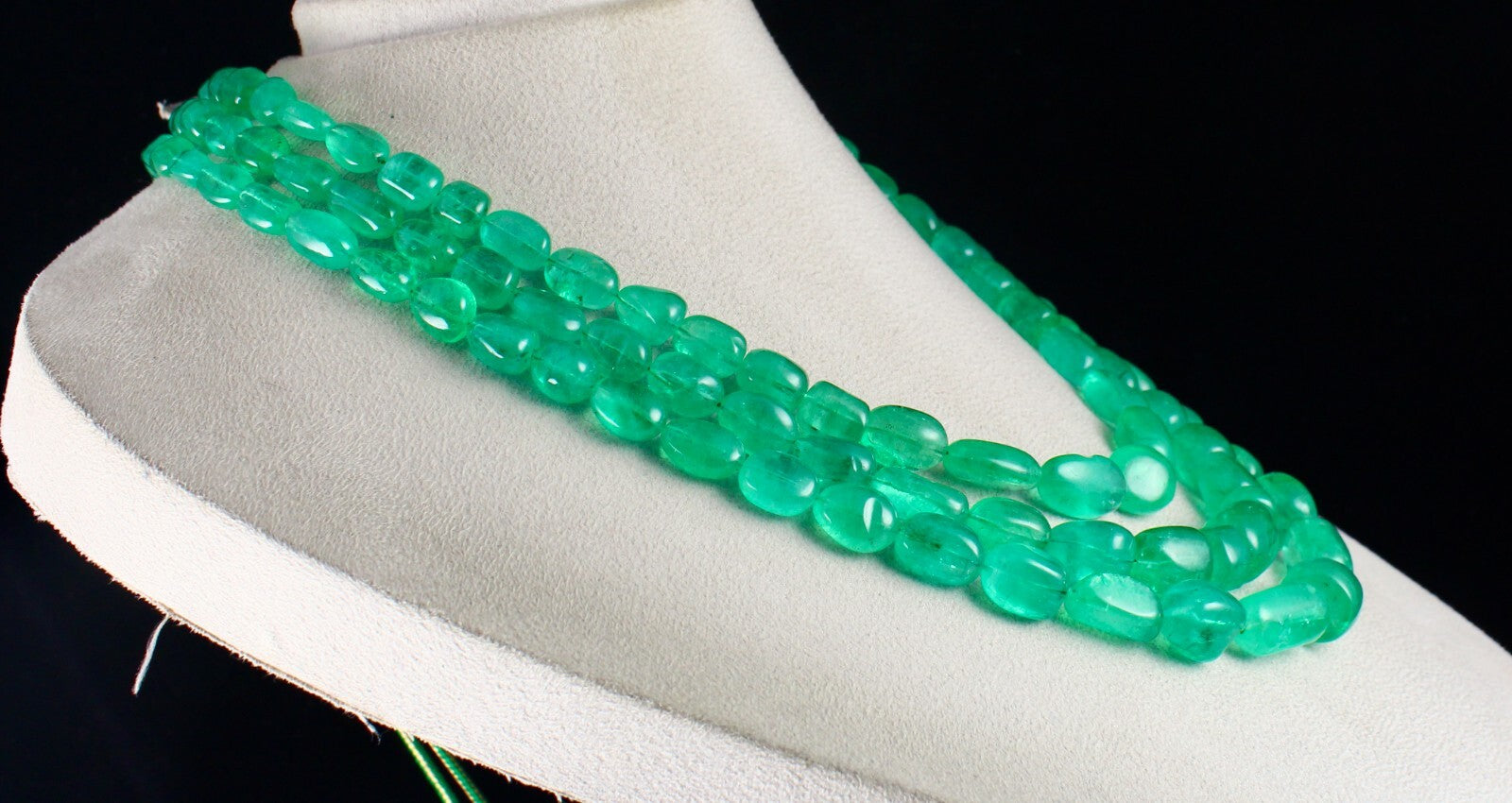 Certified Natural Colombian Emerald Beads Cabochon 1028ct Stone Necklace