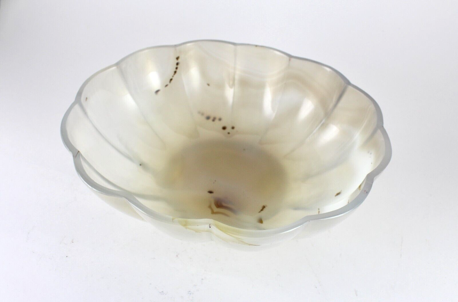 Certified Handmade Natural Chalcedony 2410 Ct Carved Oval Gemstone Bowl Decor