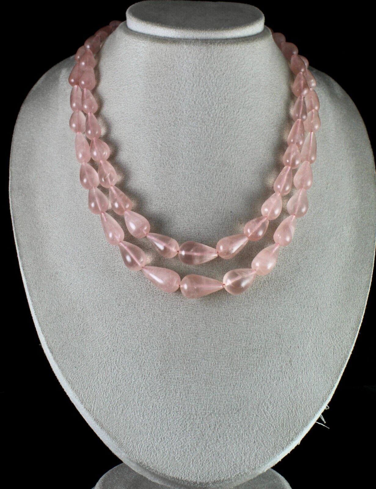 Natural Rose Quartz Beads Drops Cabochon 2 L 649 Ct Gemstone Fashion Necklace