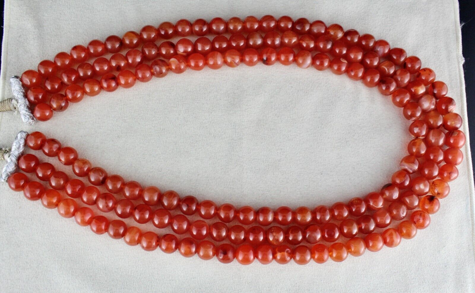 RED NATURAL CARNELIAN BEADS ROUND 3 LINE 1569 CARATS GEMSTONE IMPORTANT NECKLACE