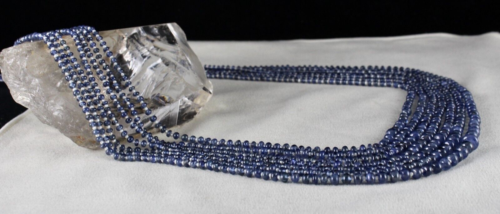 NATURAL BLUE SAPPHIRE PEARL BEADS ROUND 7 LINE 464 CTS GEMSTONE FINEST NECKLACE