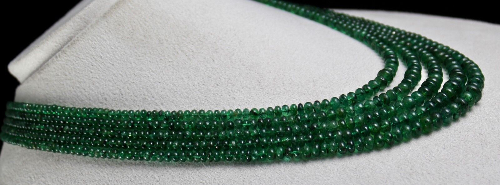 NATURAL UNHEAT EMERALD BEADS ROUND  5 LINE 386 CARATS GEMSTONE LADIES NECKLACE 