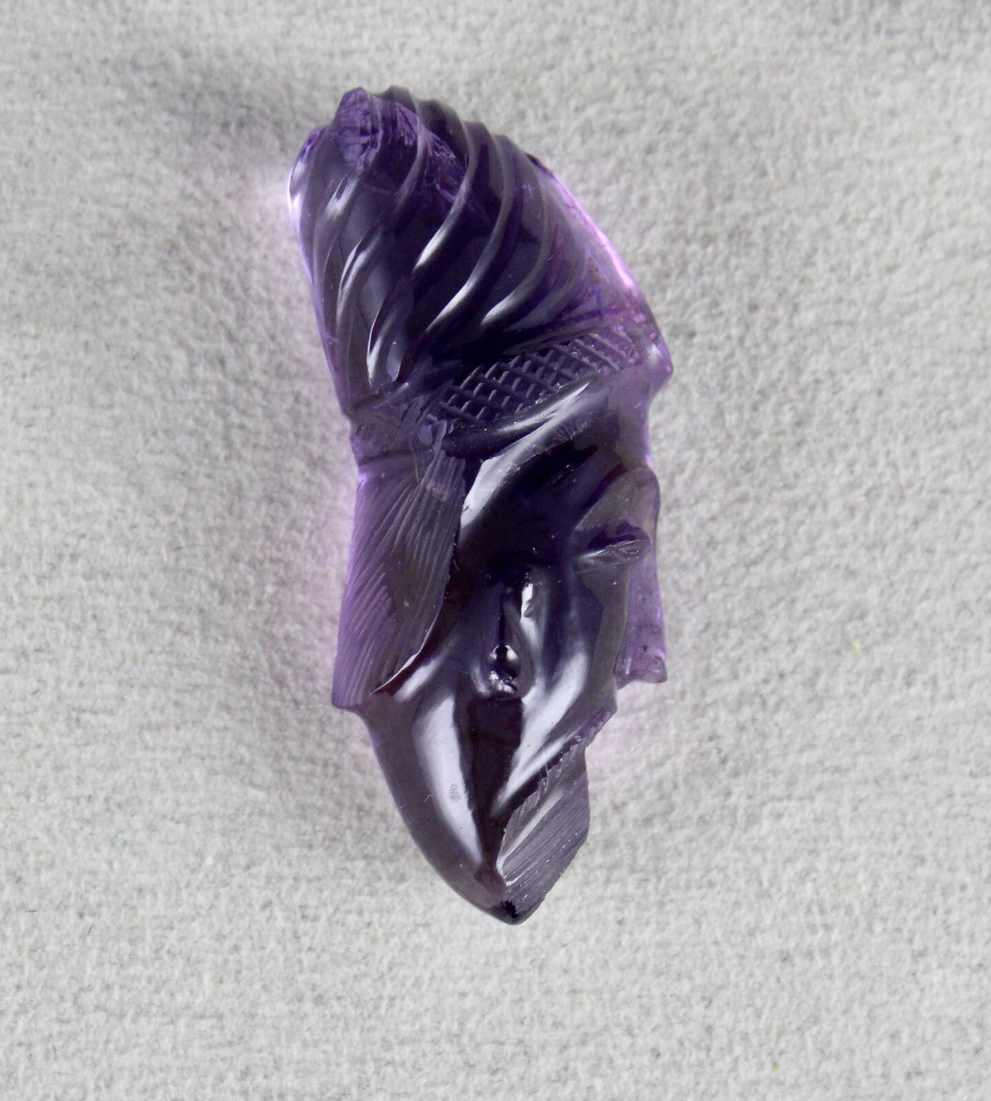 Natural Amethyst Engraved Face Cab 46x18mm 70.03 Ct Gemstone Pendant Designing
