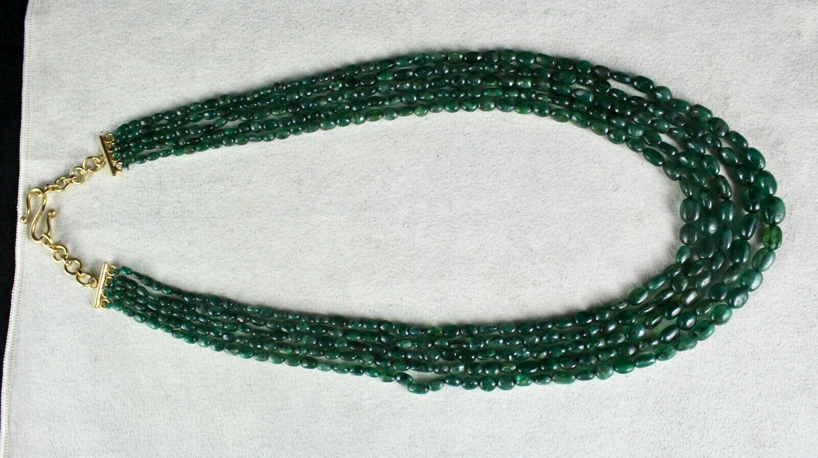 Classic Old Natural Emerald Beads Nugget 5 String 308 Ct Gemstone Necklace